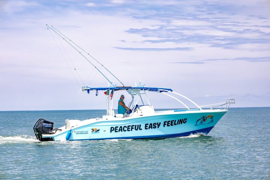 Peaceful Easy Feeling, our 32' center console Super Panga, under way on Banderas Bay