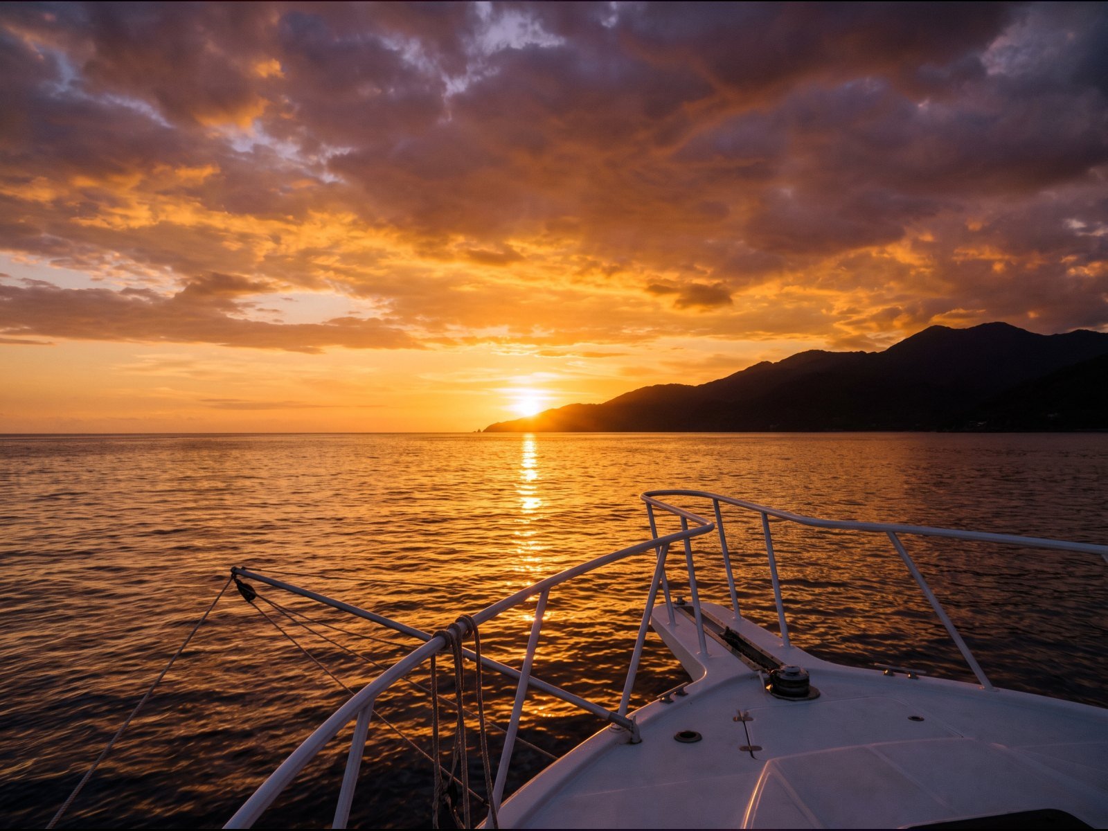 Sunset over Banderas Bay from the deck of a private charter out of Marina Nuevo Vallarta